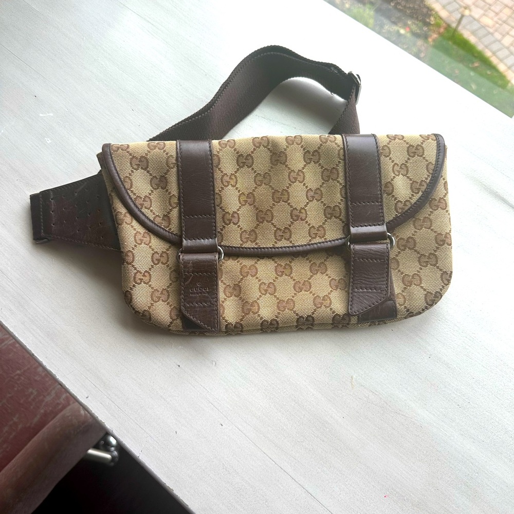 Gucci canvas belt bag in brown